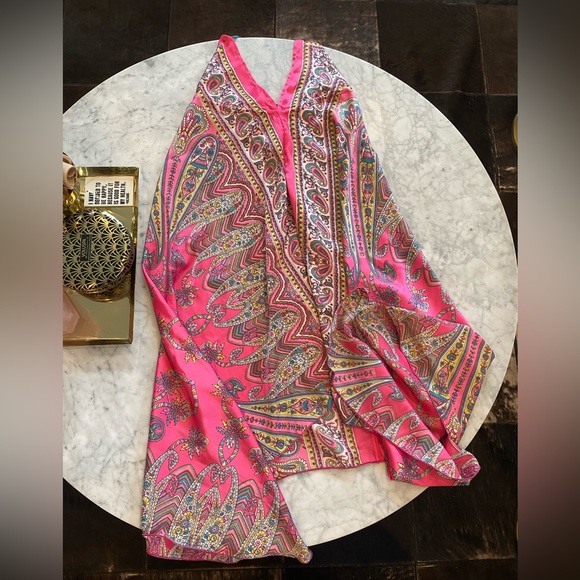 Planet Blue - Hot Pink Multi-Colored Handkerchief Halter Dress, 1 size - Picture 6 of 8